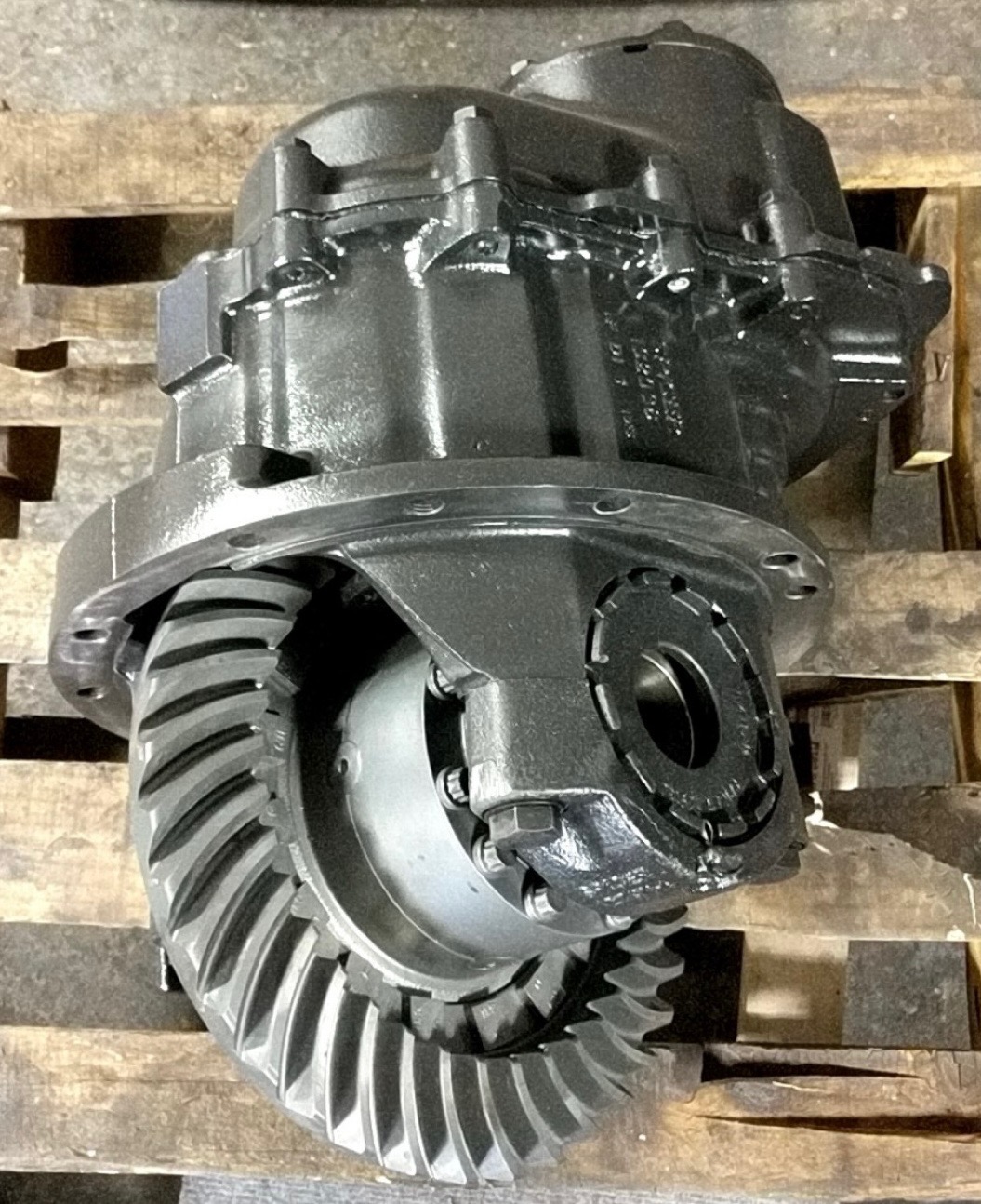 Ring and pinion gears installed in rebuilt differential housing